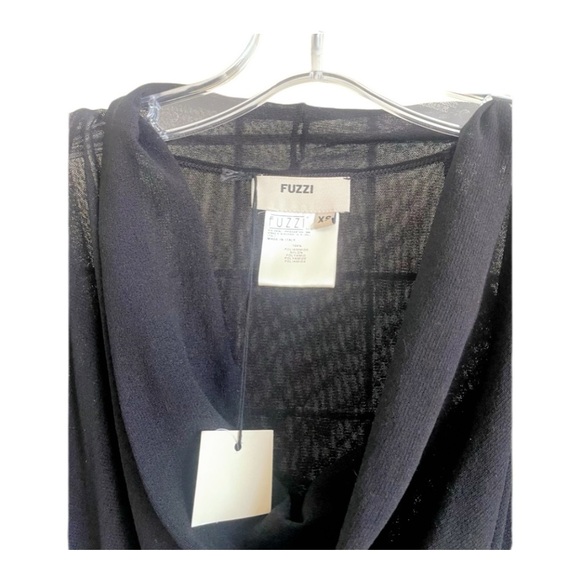 FUZZI Black Mesh Drape Neck Cocktail Dress - Picture 6 of 8